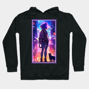 Anime Cute Cat Girl | Sci-Fi Manga Girl Anime Art Hoodie